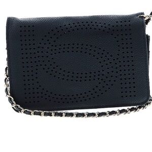 Bebe Black and Gold Crossbody Bag with Textured Design